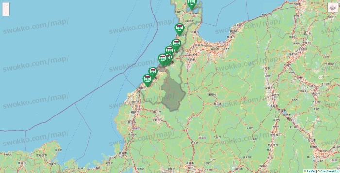 石川県の業務スーパーの店舗地図