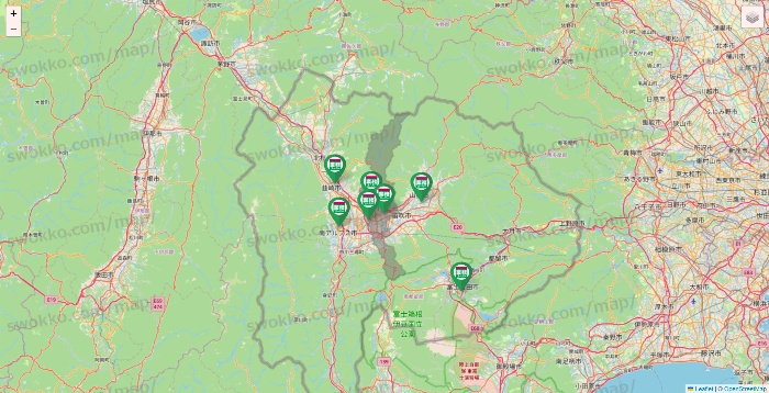 山梨県の業務スーパーの店舗地図