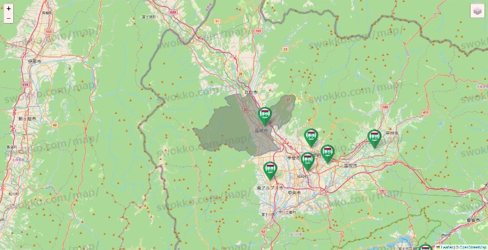 山梨県の業務スーパーの店舗地図