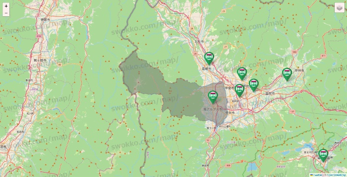 山梨県の業務スーパーの店舗地図