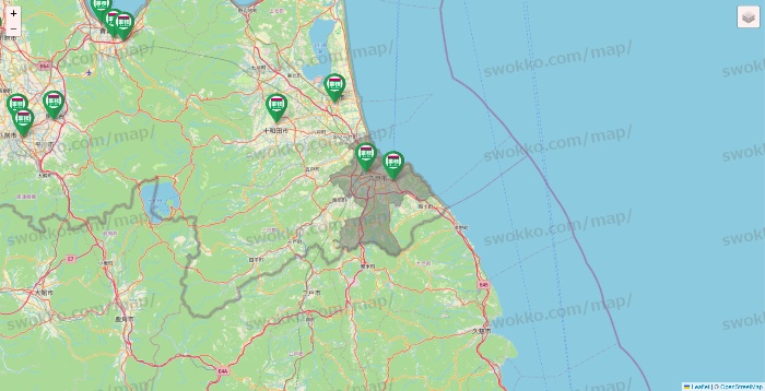 青森県の業務スーパーの店舗地図