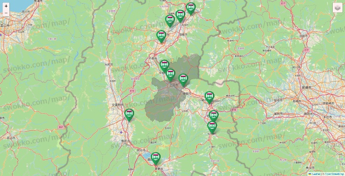 長野県の業務スーパーの店舗地図