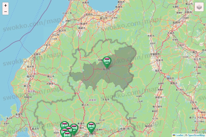 岐阜県の業務スーパーの店舗地図