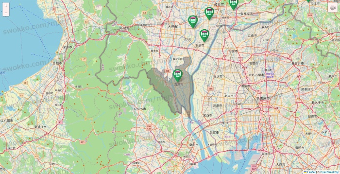 岐阜県の業務スーパーの店舗地図