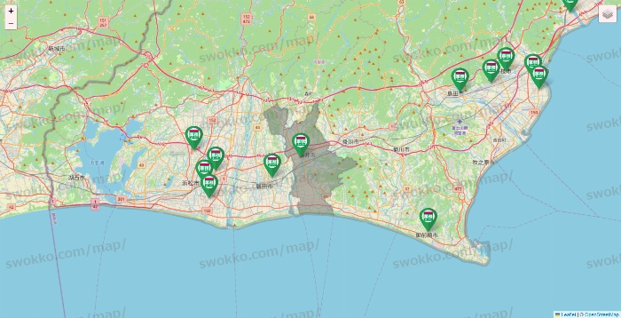 静岡県の業務スーパーの店舗地図