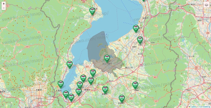 滋賀県の業務スーパーの店舗地図