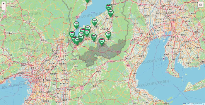 滋賀県の業務スーパーの店舗地図