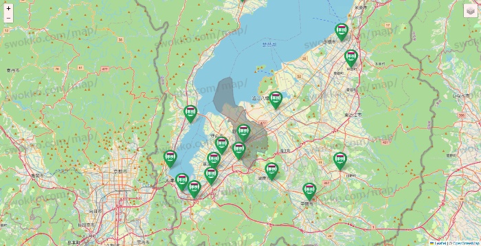 滋賀県の業務スーパーの店舗地図