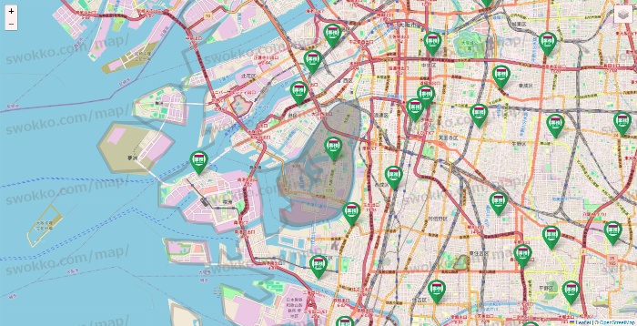 大阪府の業務スーパーの店舗地図