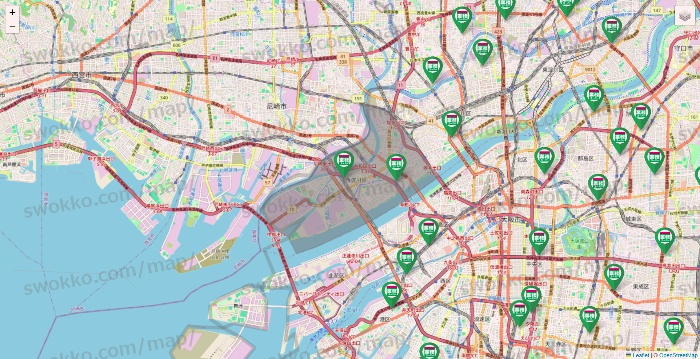大阪府の業務スーパーの店舗地図