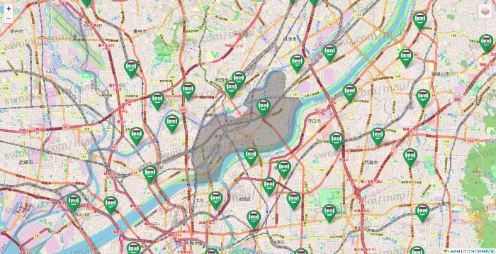 大阪府の業務スーパーの店舗地図