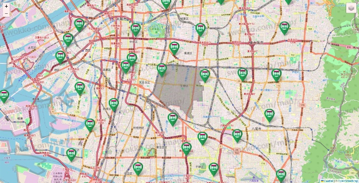 大阪府の業務スーパーの店舗地図