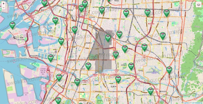 大阪府の業務スーパーの店舗地図