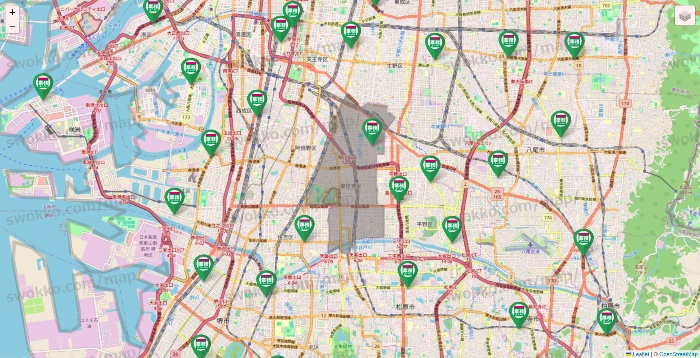 大阪府の業務スーパーの店舗地図