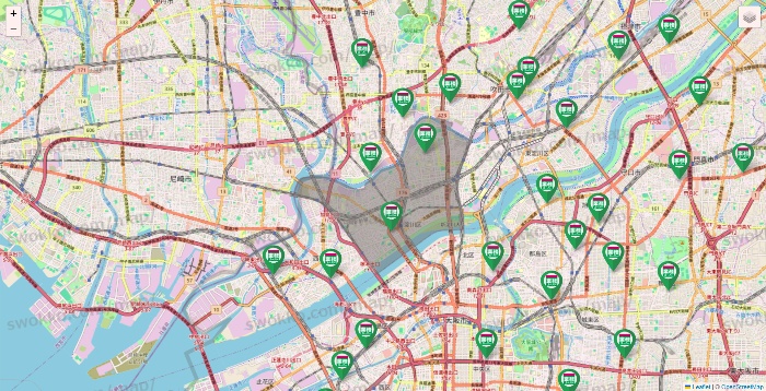 大阪府の業務スーパーの店舗地図