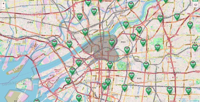 大阪府の業務スーパーの店舗地図