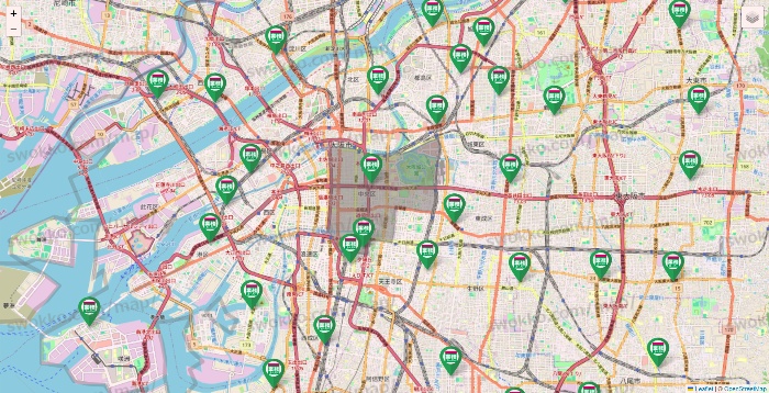 大阪府の業務スーパーの店舗地図