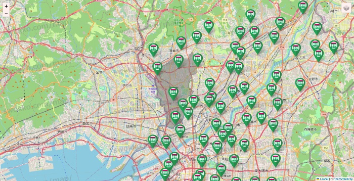 大阪府の業務スーパーの店舗地図