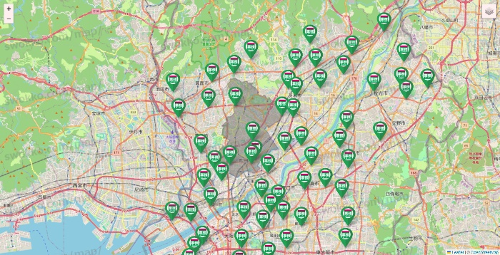 大阪府の業務スーパーの店舗地図