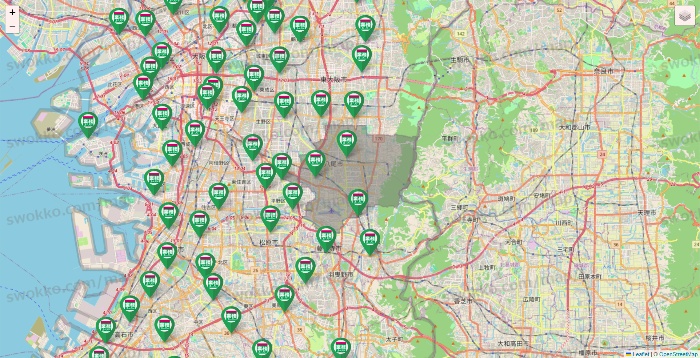 大阪府の業務スーパーの店舗地図
