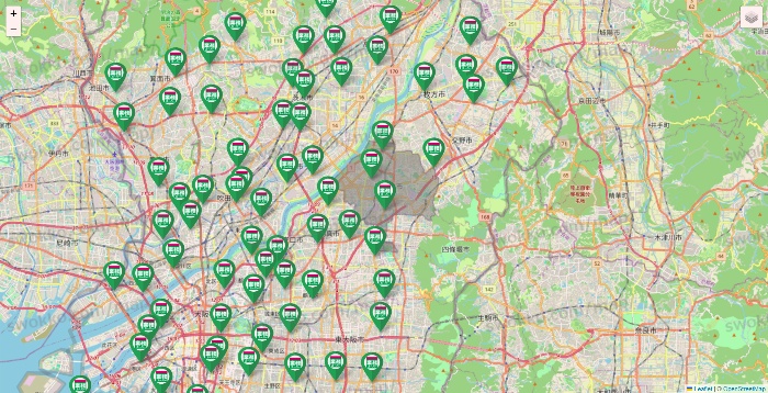 大阪府の業務スーパーの店舗地図