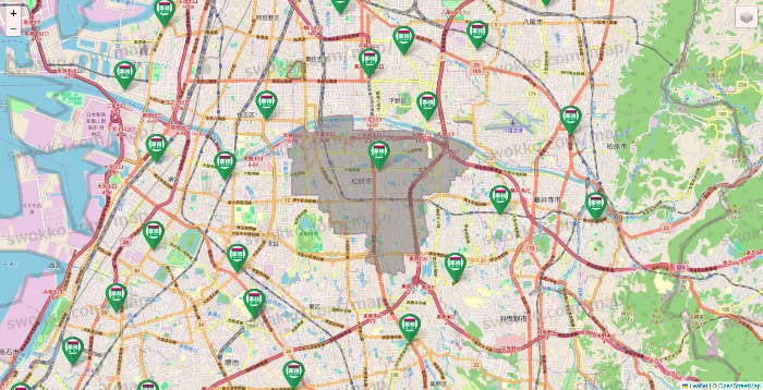 大阪府の業務スーパーの店舗地図