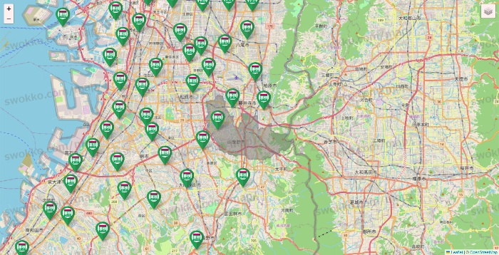 大阪府の業務スーパーの店舗地図