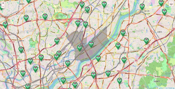 大阪府の業務スーパーの店舗地図