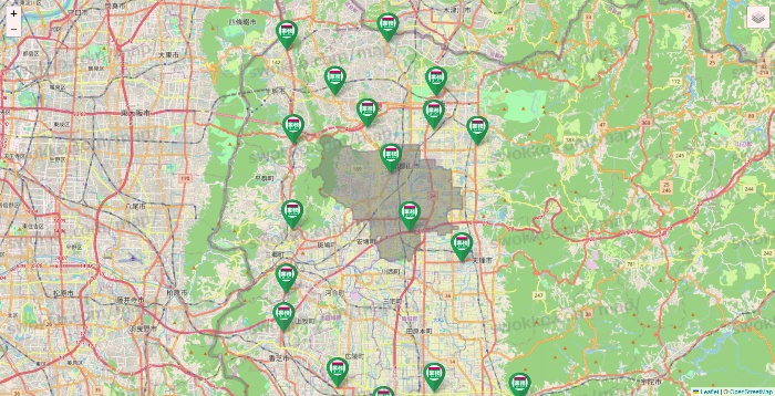 奈良県の業務スーパーの店舗地図