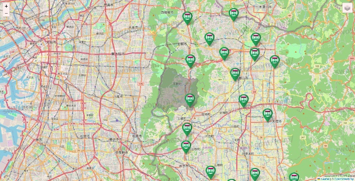奈良県の業務スーパーの店舗地図
