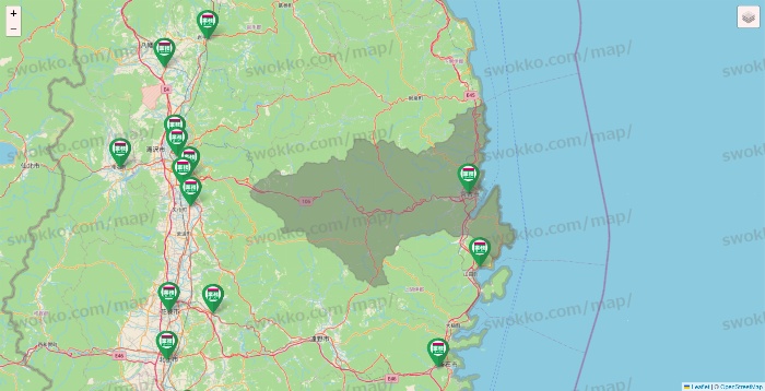 岩手県の業務スーパーの店舗地図