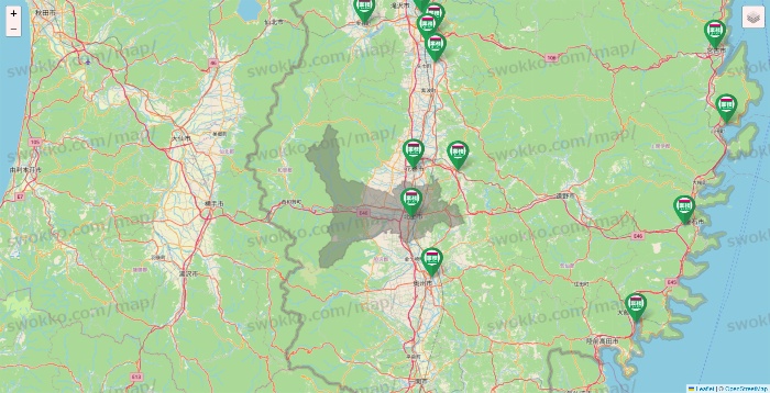 岩手県の業務スーパーの店舗地図