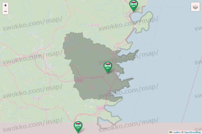 岩手県の業務スーパーの店舗地図