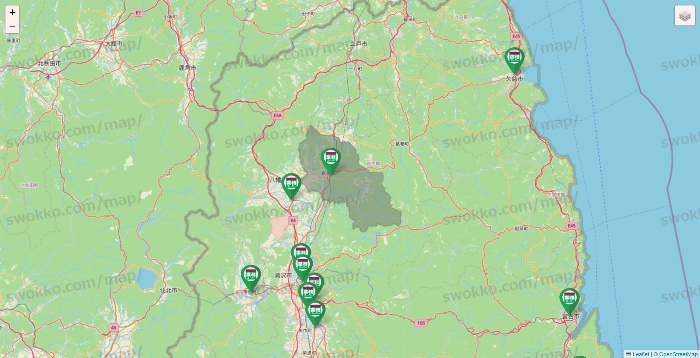 岩手県の業務スーパーの店舗地図