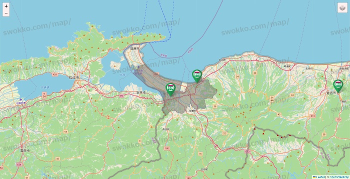 鳥取県の業務スーパーの店舗地図