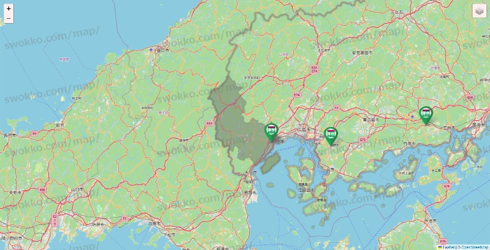 広島県の業務スーパーの店舗地図