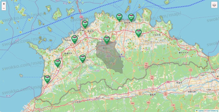 香川県の業務スーパーの店舗地図