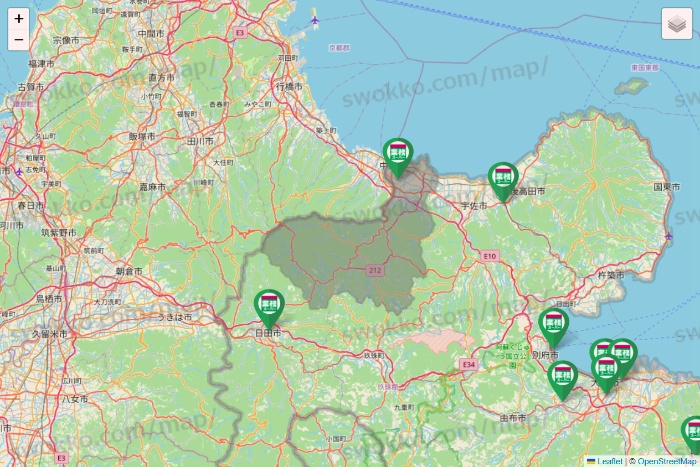 大分県の業務スーパーの店舗地図