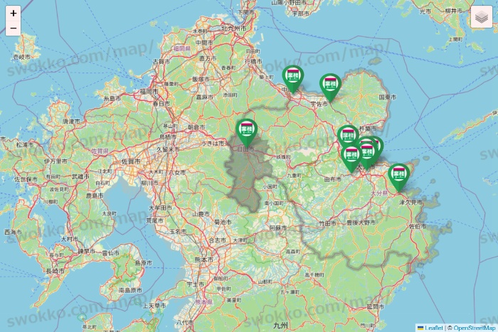 大分県の業務スーパーの店舗地図