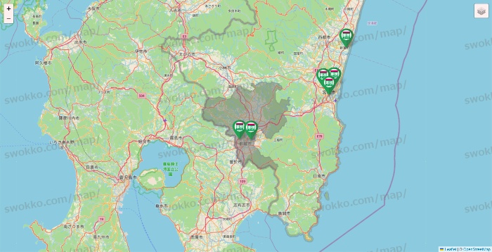 宮崎県の業務スーパーの店舗地図