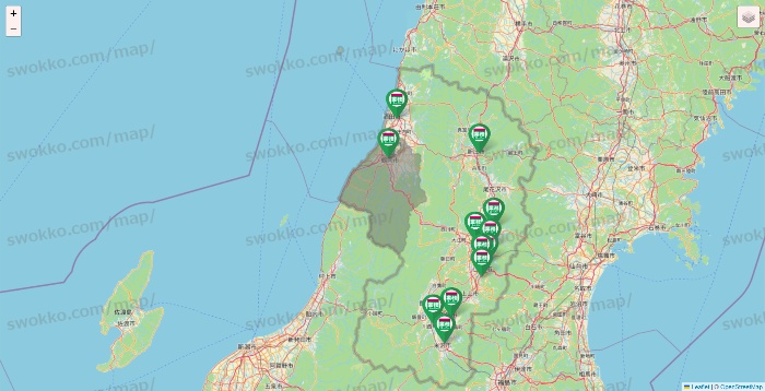 山形県の業務スーパーの店舗地図