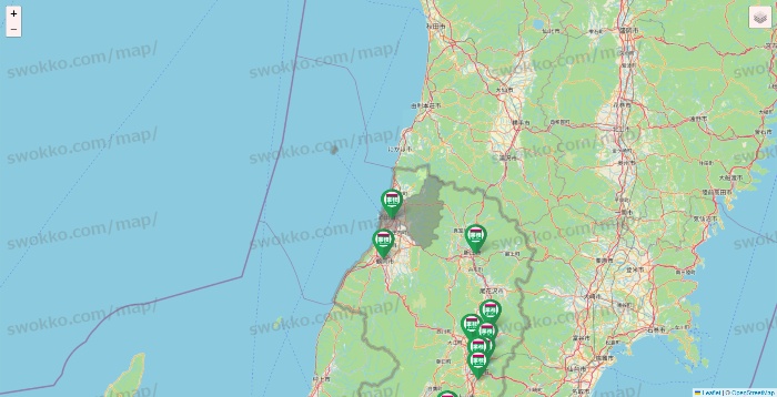 山形県の業務スーパーの店舗地図