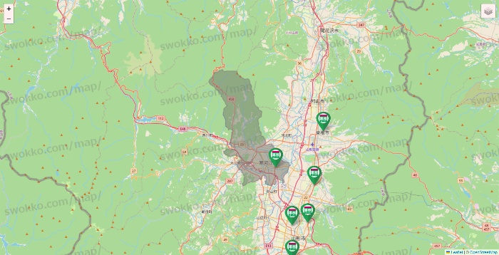 山形県の業務スーパーの店舗地図