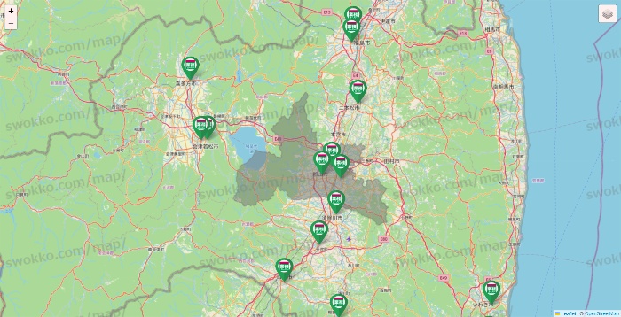 福島県の業務スーパーの店舗地図