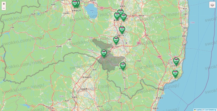 福島県の業務スーパーの店舗地図