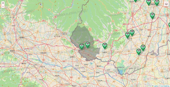 栃木県の業務スーパーの店舗地図
