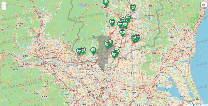 栃木県の業務スーパーの店舗地図