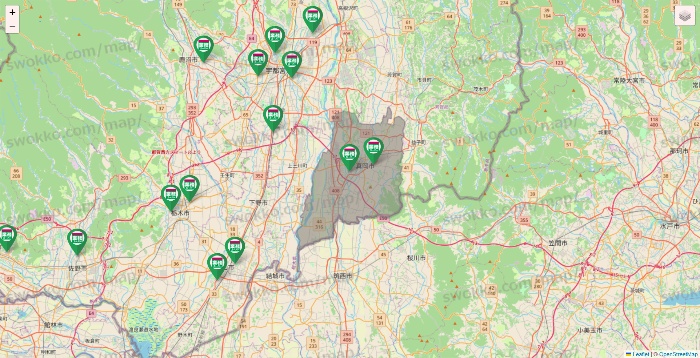 栃木県の業務スーパーの店舗地図