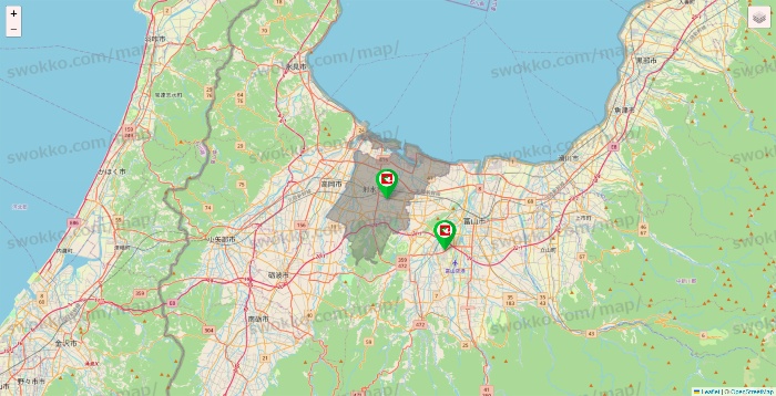 富山県の平和堂（フレンドマート・アルプラザ）の店舗地図