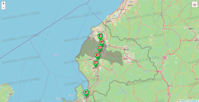 福井県の平和堂（フレンドマート・アルプラザ）の店舗地図